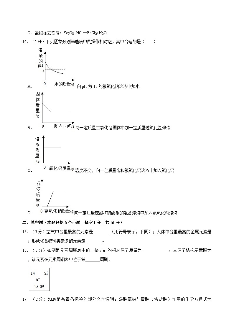 2024年河南省漯河市临颍县中考化学一模试卷附解析03