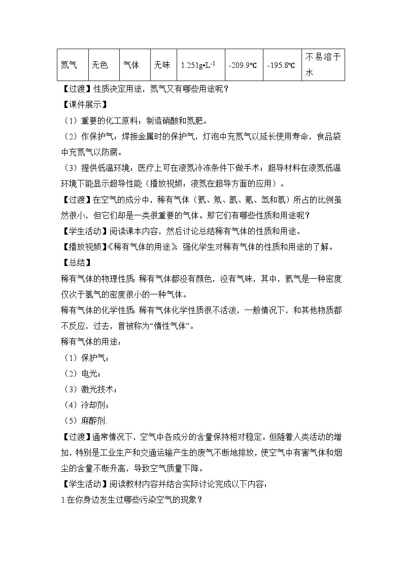 人教版化学九上2.1空气（第2课时） 教学设计第2页