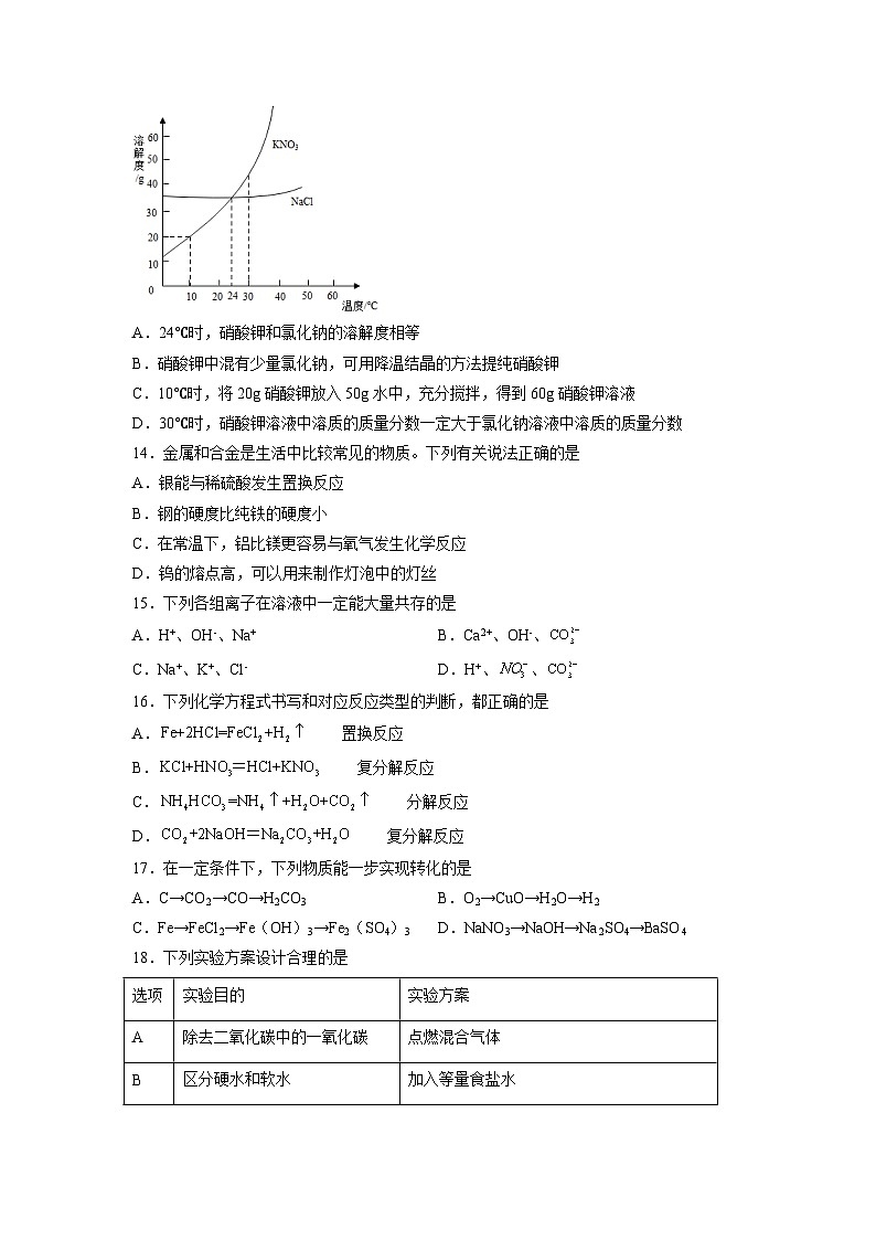黄金卷01-【赢在中考·黄金8卷】备战2023年中考化学全真模拟卷（苏州专用）（原卷版）第3页