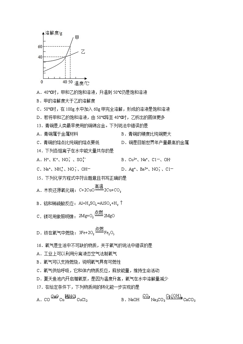 黄金卷08-【赢在中考·黄金8卷】备战2023年中考化学全真模拟卷（苏州专用）（原卷版）第3页