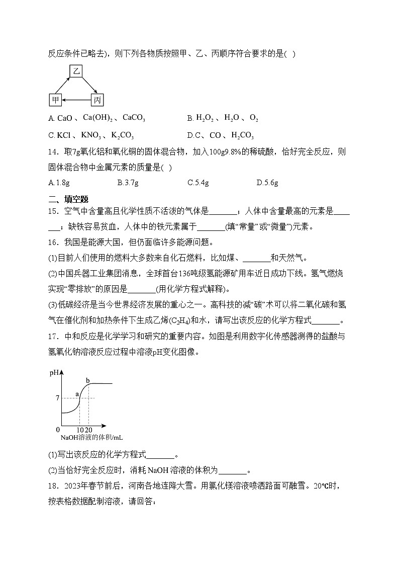 河南省开封市祥符区2024届九年级下学期中考一模化学试卷(含答案)第3页