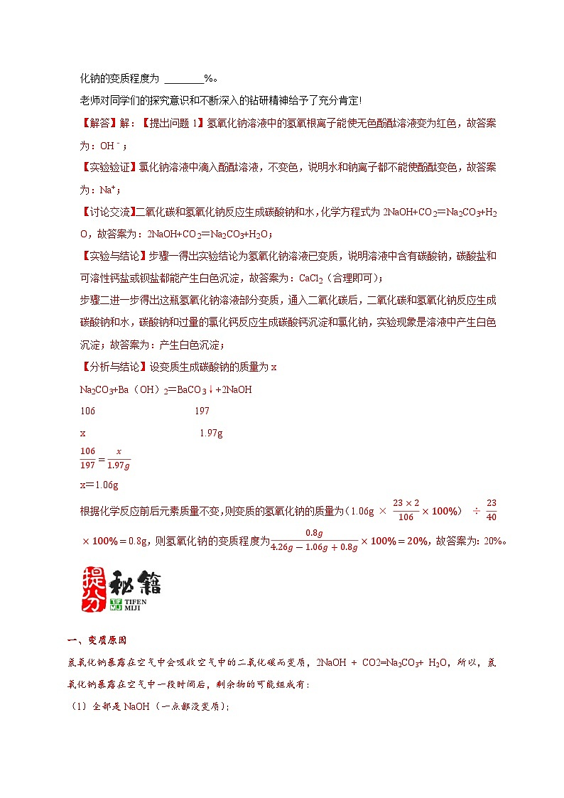 2024年中考化学二轮专项复习核心考点专题-06 物质的变质问题-(原卷版+解析版)03