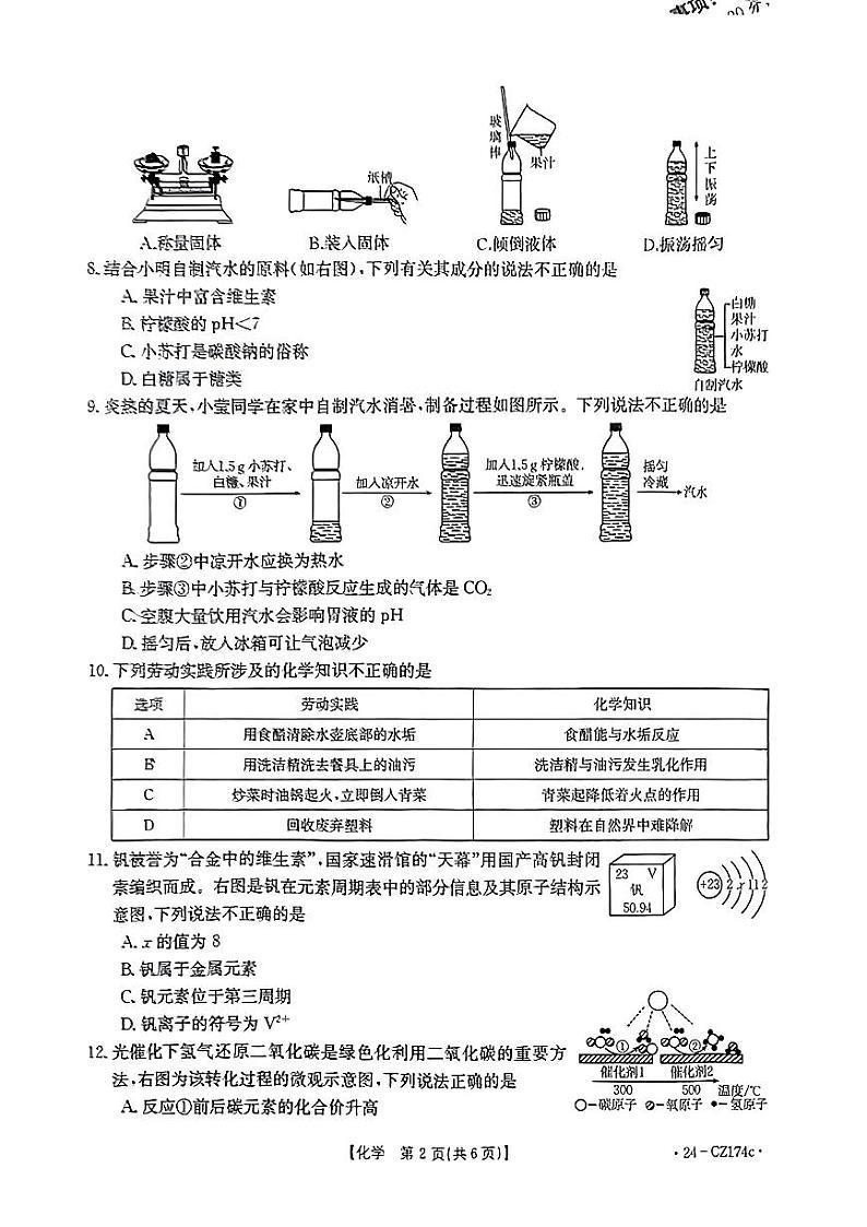 2024年广东省云浮市郁南县等2县中考一模考试化学试题第2页