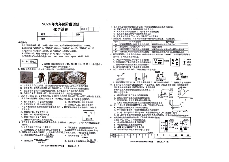 2024年安徽省合肥市第四十五中学中考二模化学试题卷第1页