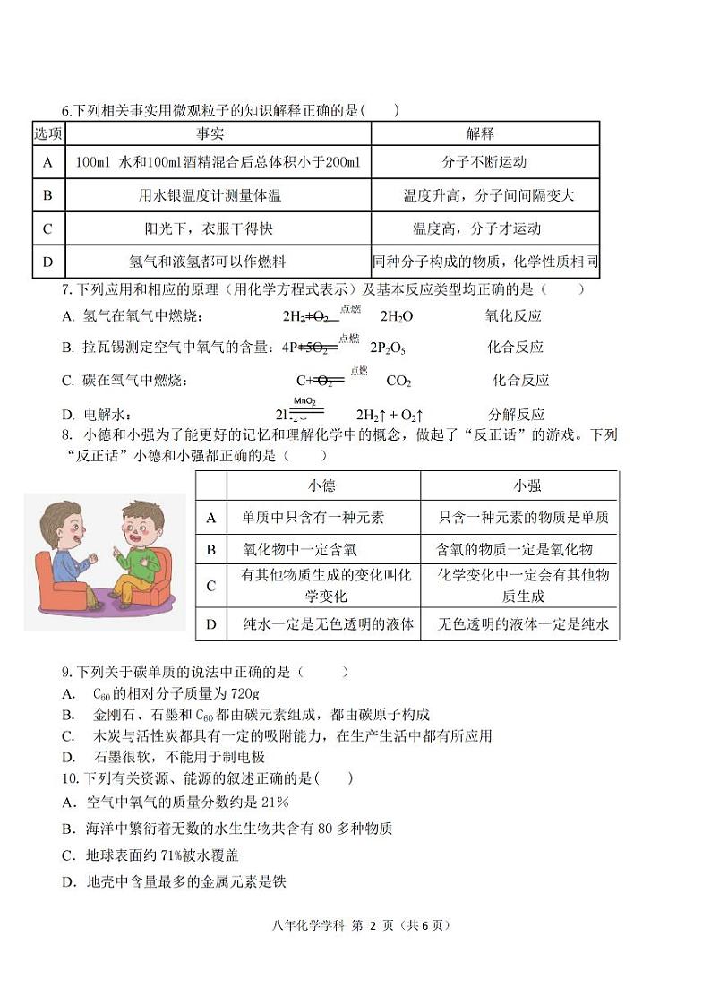 2024年哈尔滨市德强学校八年级下学期期中考试化学试卷和答案02