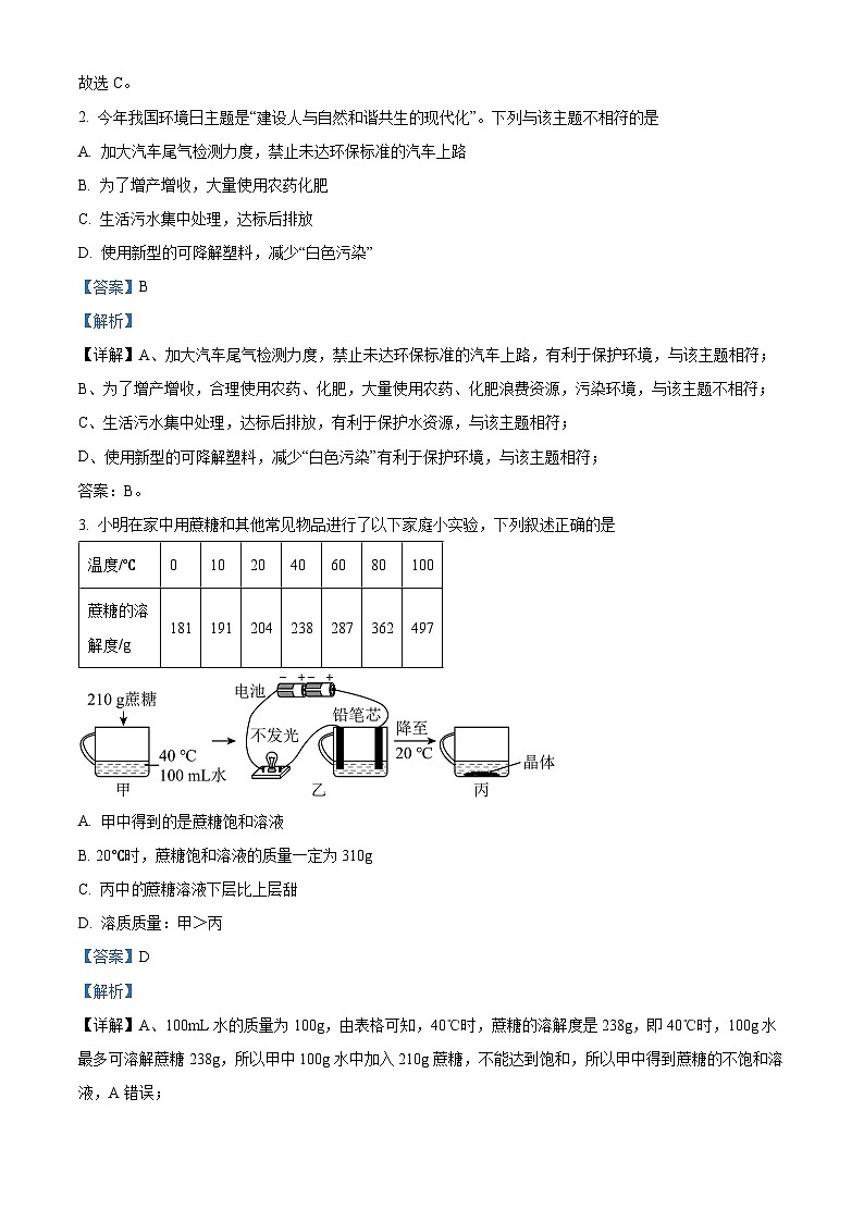 2024年广东省揭阳市惠来县中考模拟化学试题（原卷版+解析版）02