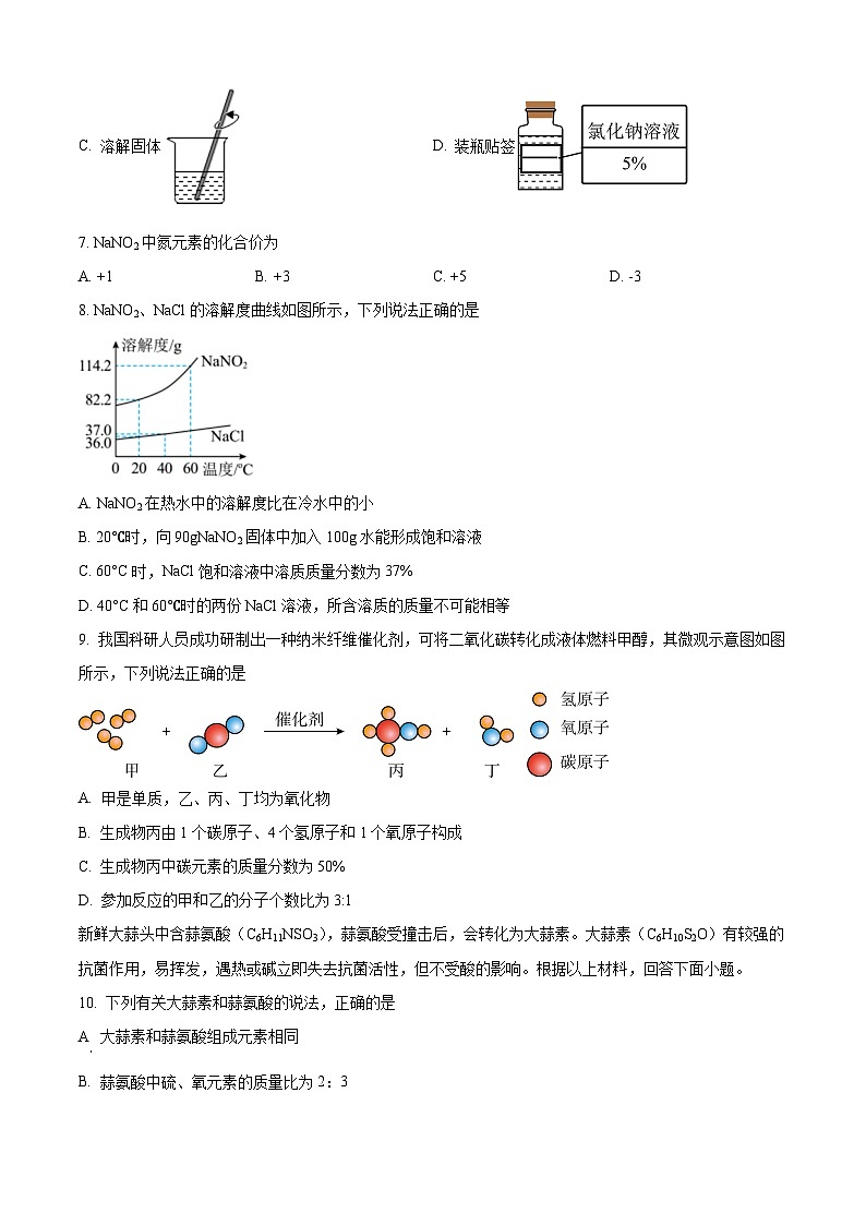 2024年广东省韶关市新丰县九年级学业水平监测（一）化学试题（原卷版+解析版）03