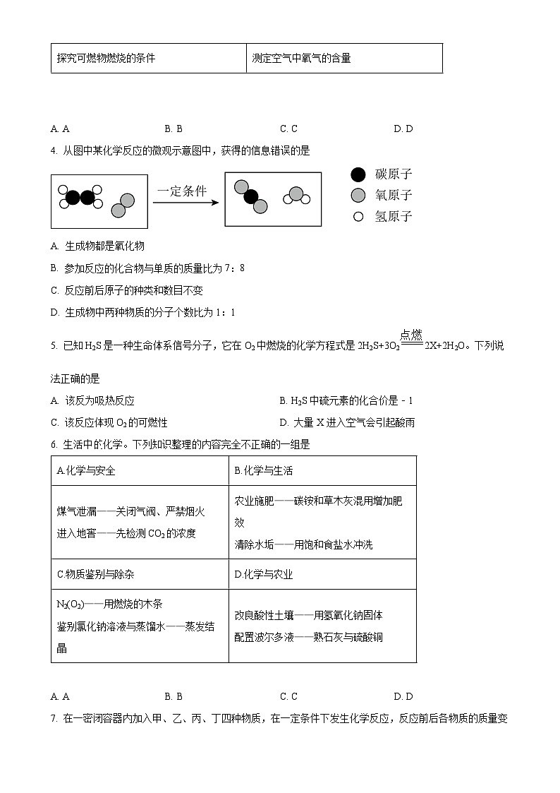 2024年江苏省徐州市百川中学中考模拟化学试题3（原卷版+解析版）02