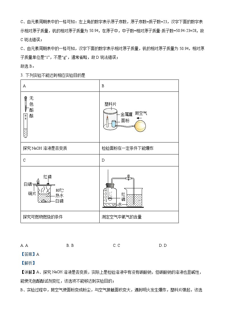 2024年江苏省徐州市百川中学中考模拟化学试题3（原卷版+解析版）02