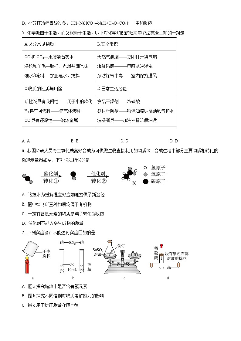 2024年陕西省西安市碑林区西北工业大学附属中学中考三模化学试题（原卷版+解析版）02