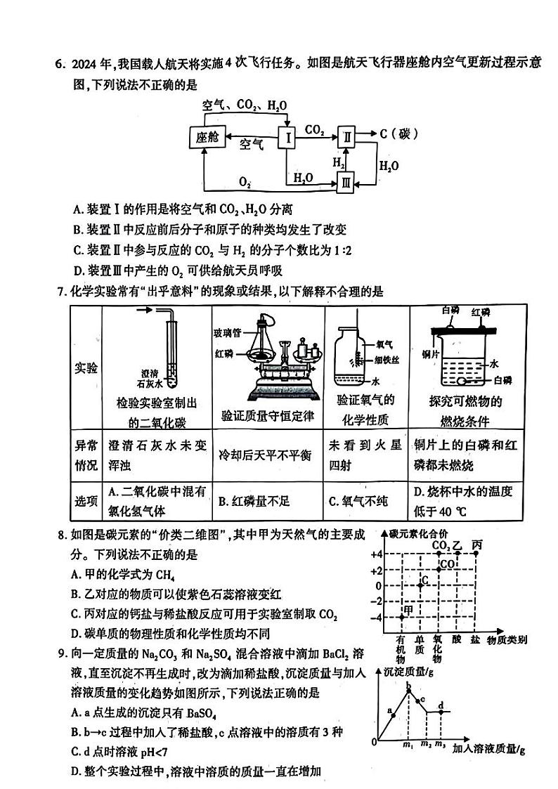 2024年陕西省汉中市多校联考中考二模化学试卷02