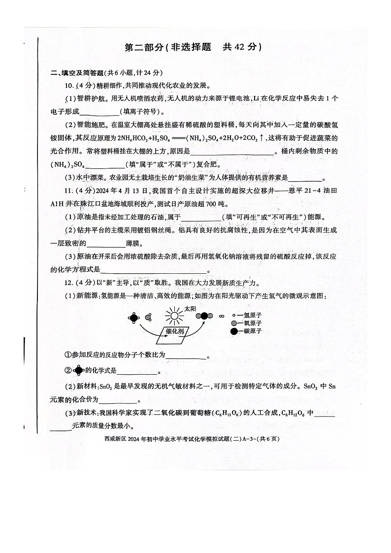 2024年陕西省西安市西咸新区中考二模化学试题第3页