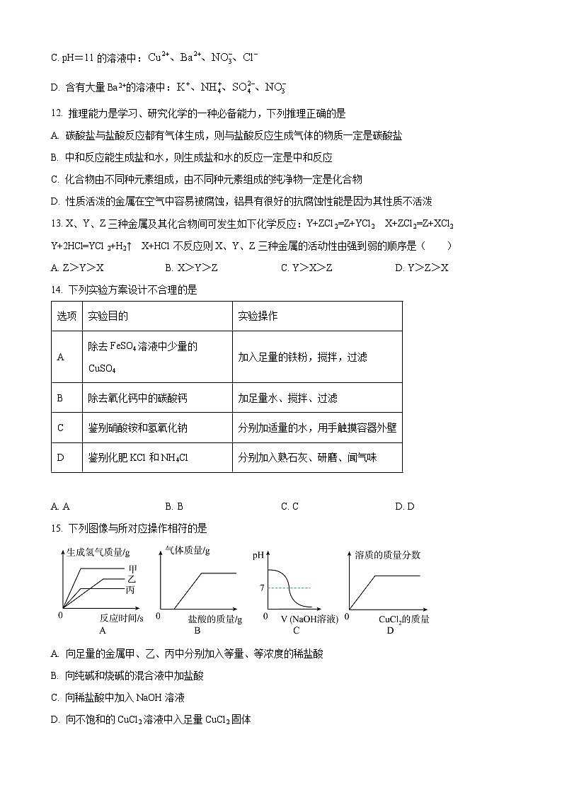 四川省自贡市荣县中学2023-2024学年九年级下学期期中检测化学试题（原卷版）第3页