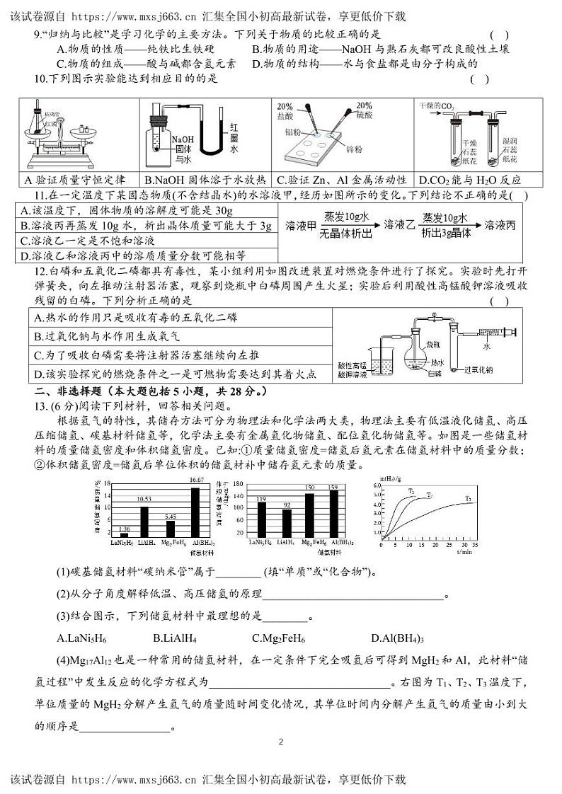 2024年安徽省马鞍山市第七中学教育集团中考二模化学试卷02