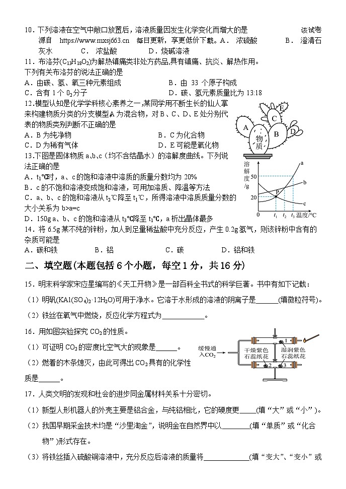 2024年河南省南阳市油田中考一模化学试题第2页