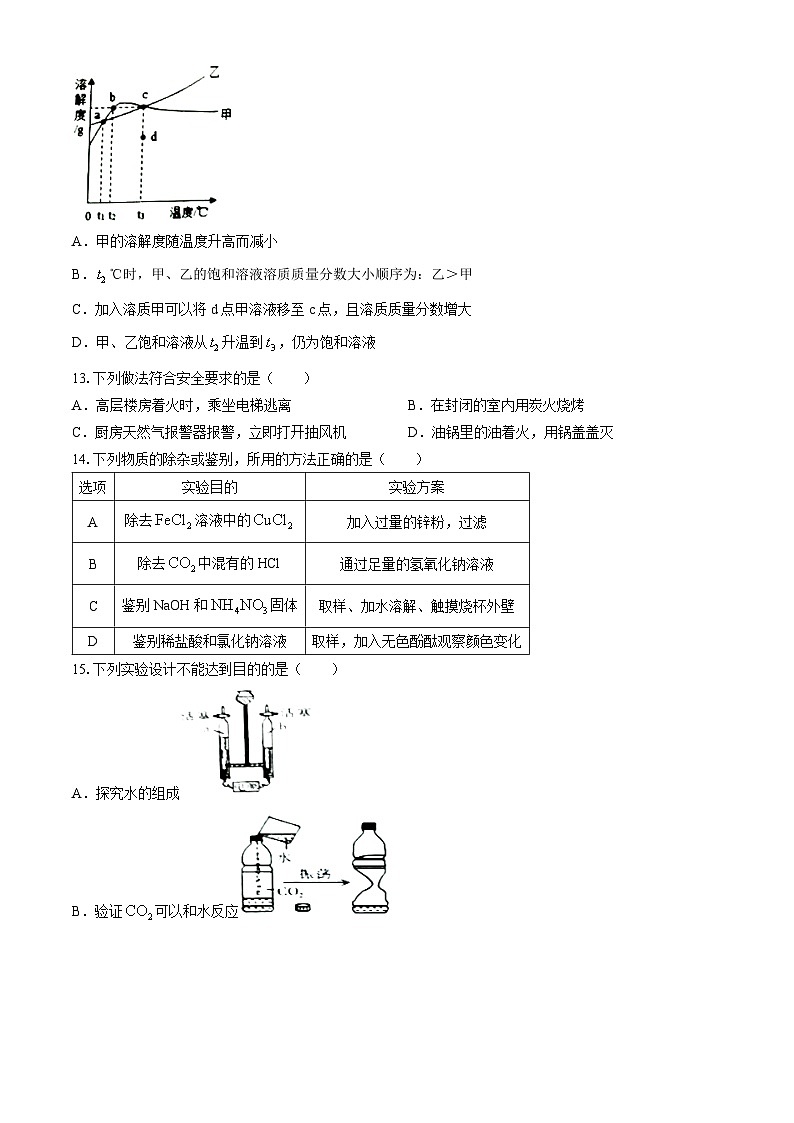 2024年广东省东莞市常平镇中考第二次模拟测化学试卷(无答案)03