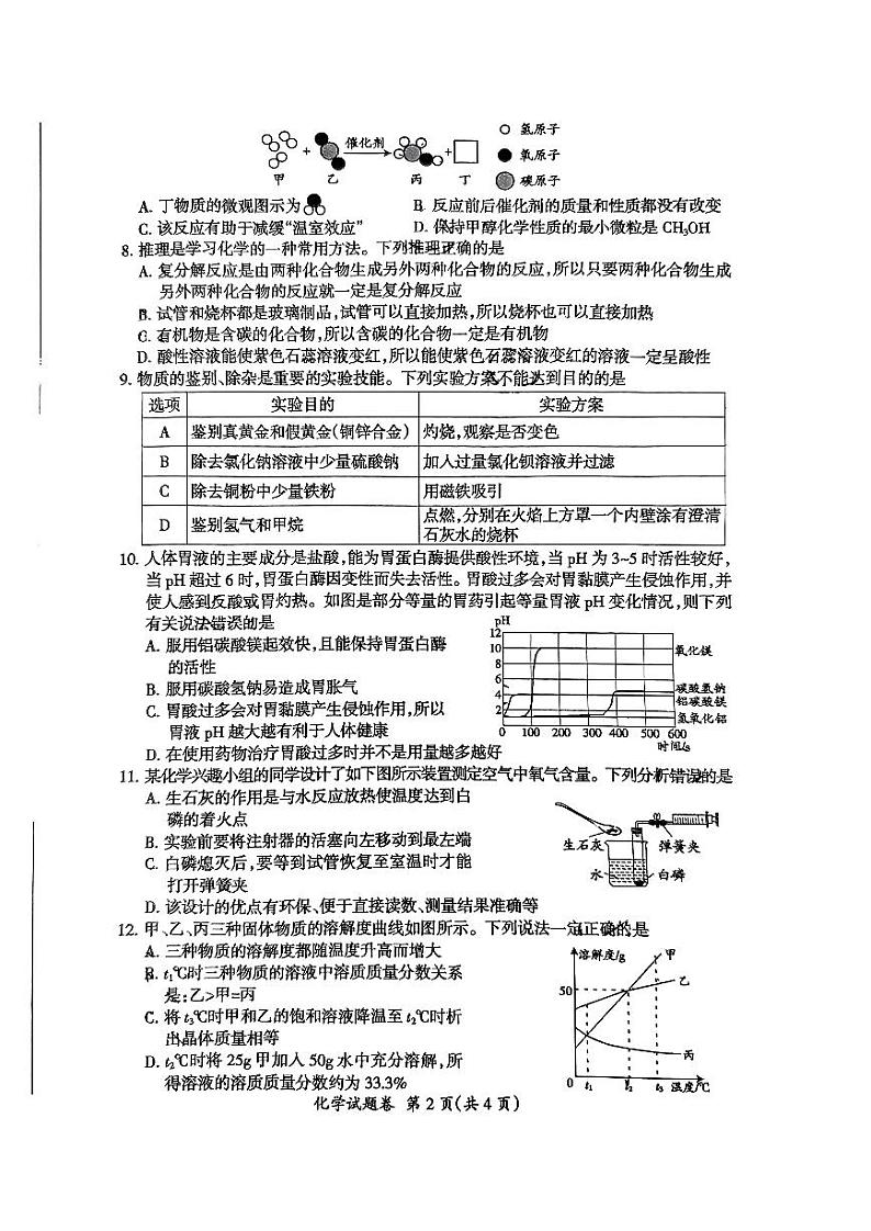 2024年安徽省滁州市第二中学中考二模化学试卷第2页