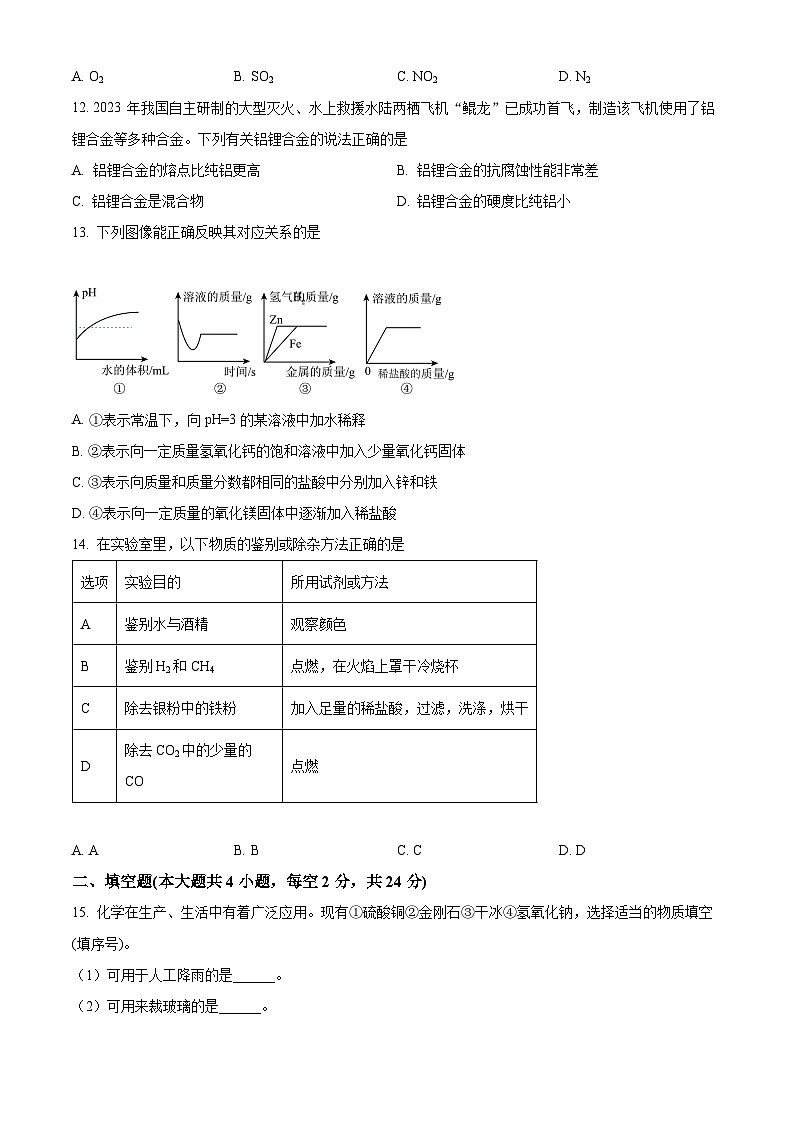 2024年海南省定安县第一次中考模拟考试化学试题（原卷版+解析版）03