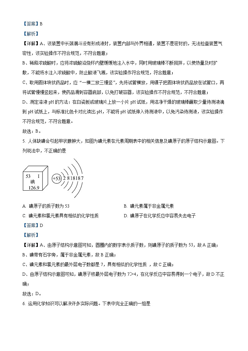 2024年山东省济南市长清区中考二模化学试题（原卷版+解析版）03