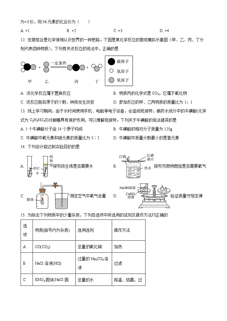 湖南省永州市宁远县2023-2024学年九年级下学期期中考试化学试题（原卷版+解析版）03