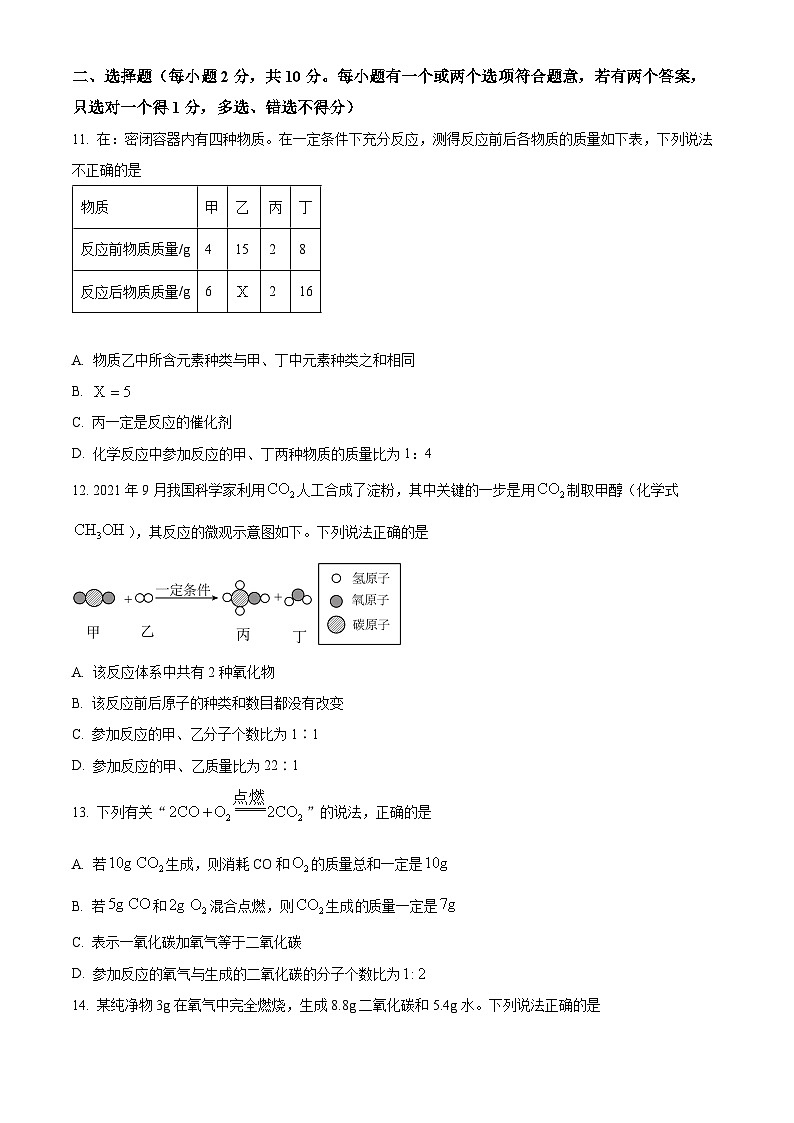 山东省烟台市经济技术开发区2023-2024学年八年级下学期期中考试化学试卷（原卷版）第3页