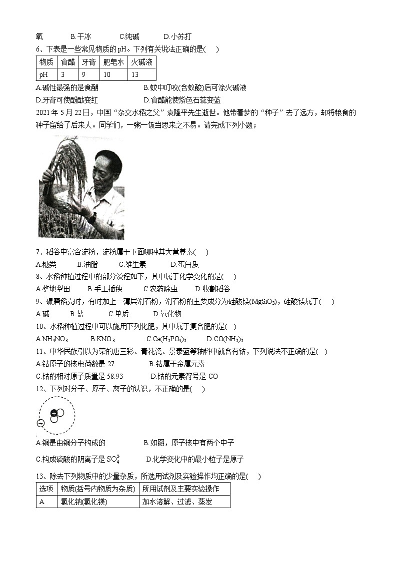 2024年广东省肇庆市中考一模化学试题02