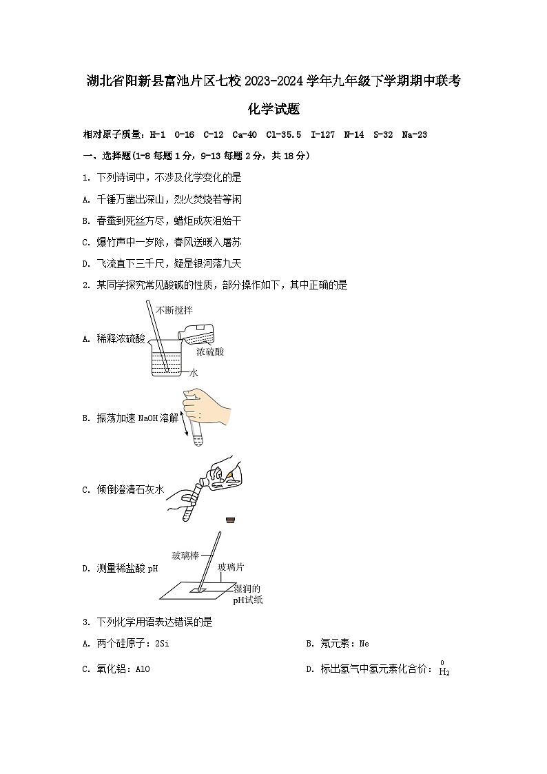 湖北省阳新县富池片区七校2023-2024学年九年级下学期期中联考化学试题01