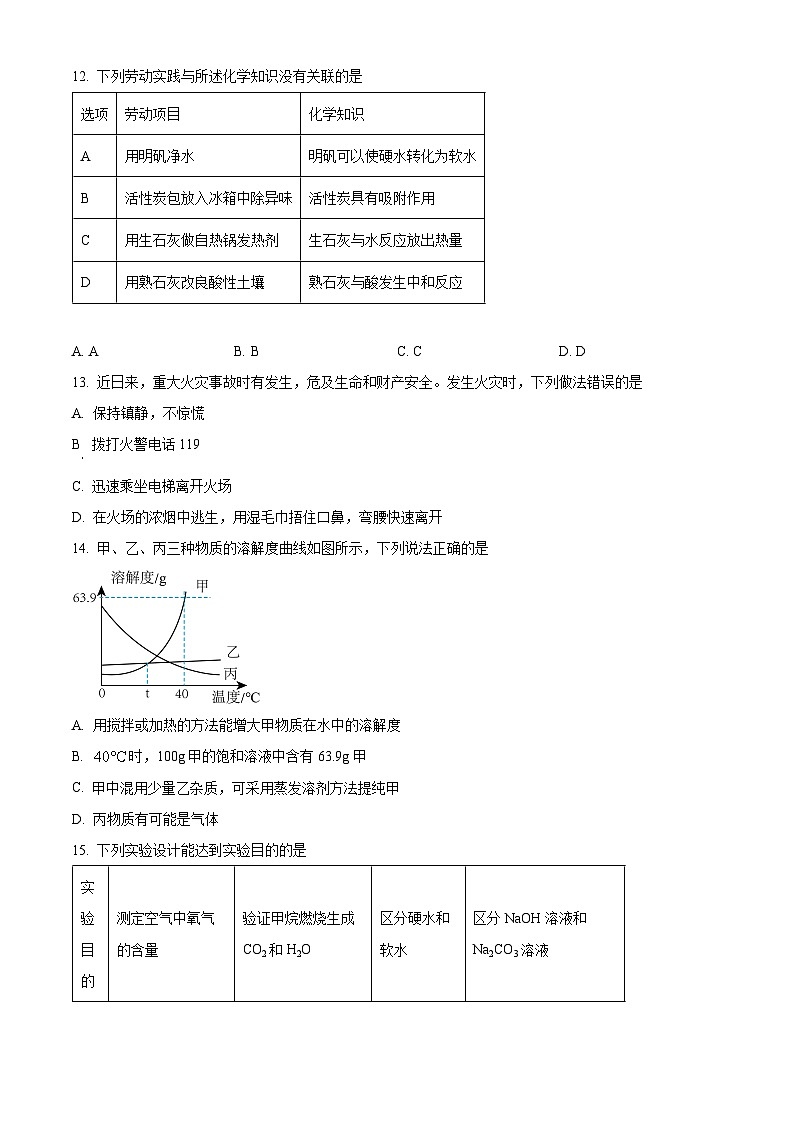 2024年广东省梅州市大埔县九年级一模化学试题（原卷版+解析版）03