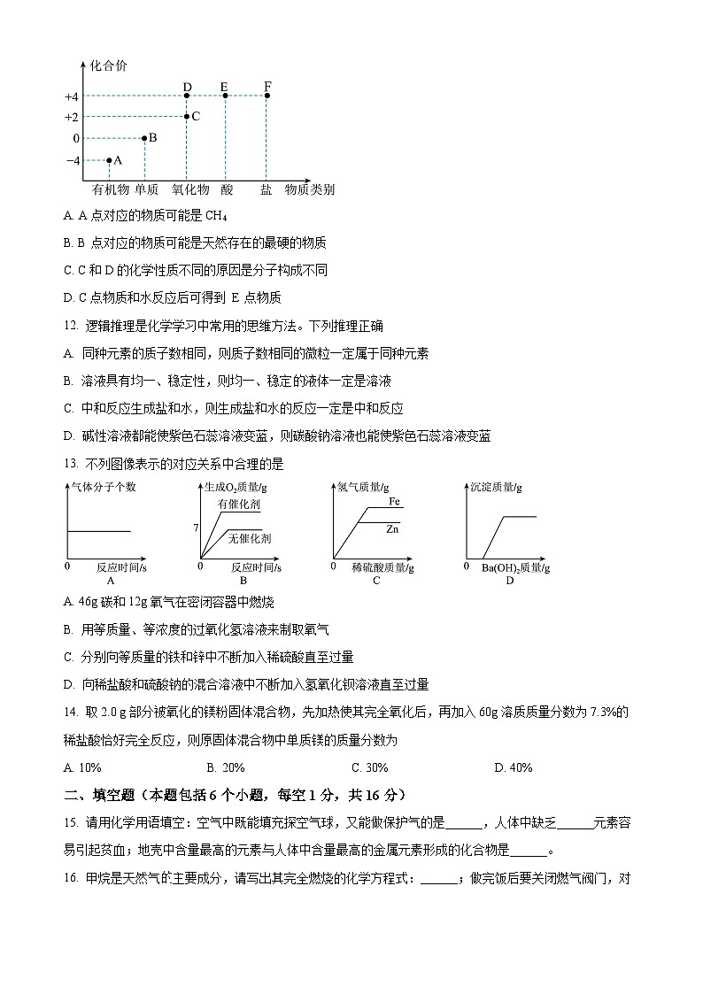 2024年河南省周口市郸城县第三实验中学等校中考一模化学试题（原卷版）第3页