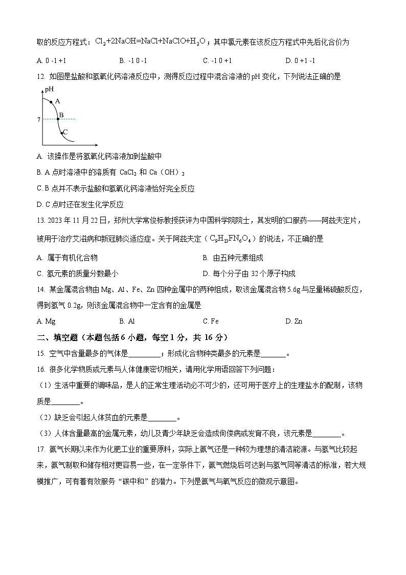 2024年河南省周口市郸城县实验中学等校中考二模化学试题（原卷版）第3页
