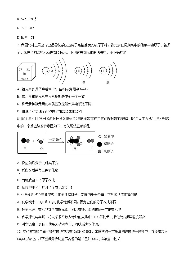 江西省吉安市十校联盟2023-2024学年九年级下学期期中考试化学试题（原卷版）第2页
