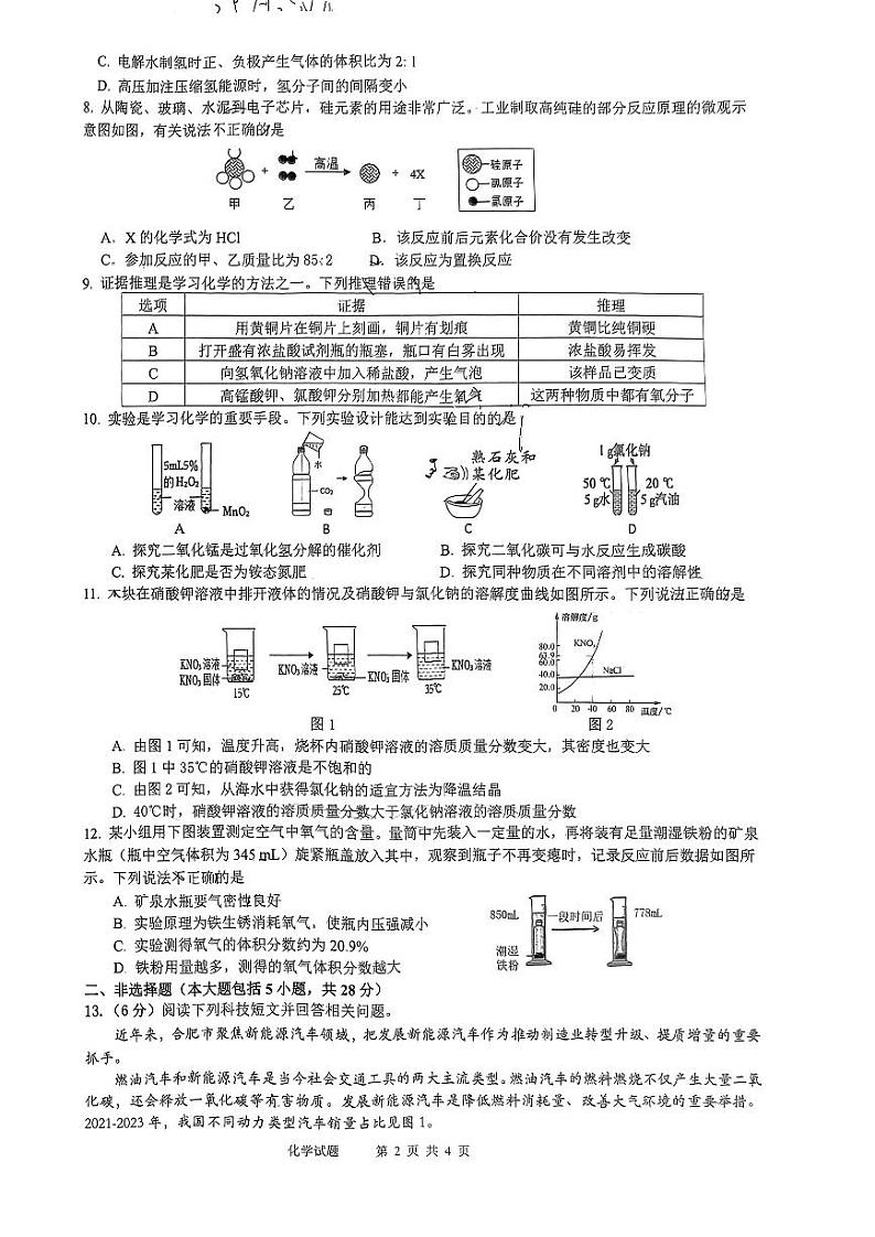 2024年安徽省合肥市经开区中考二模化学试卷02