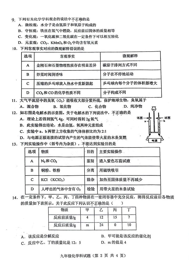 海南省琼海市嘉积中学2023-2024学年九年级上学期期末考试化学试题02