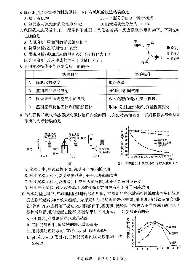 2024年厦门市初中毕业年级模拟考试化学试题（附参考答案）02