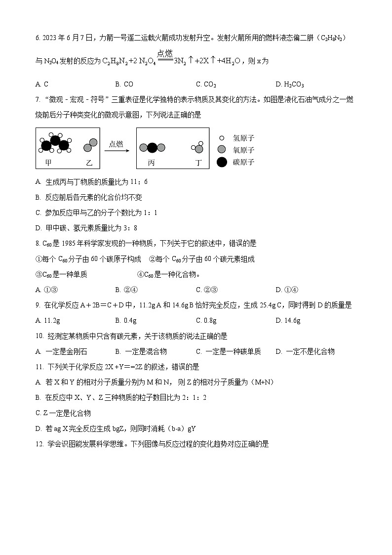 2024年黑龙江省大庆市第五十五中学九年级下学期一模化学试题（原卷版+解析版）02