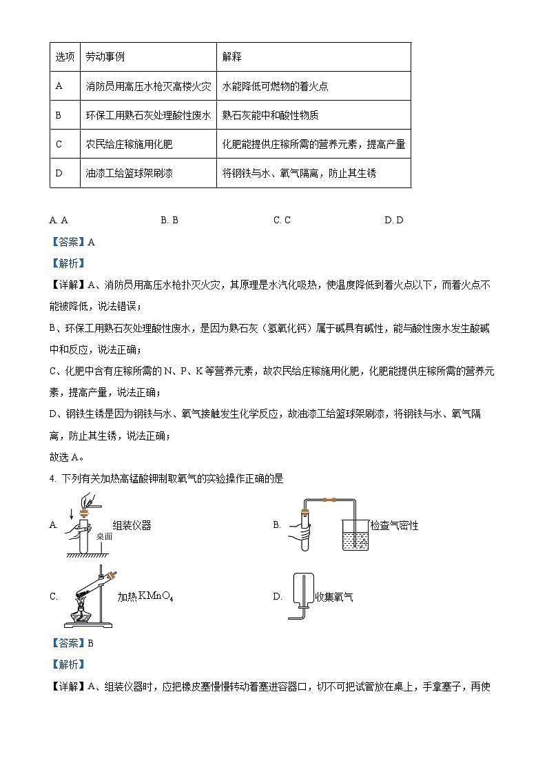 2024年湖北省荆州市荆楚初中联盟中考二模化学试题（原卷版+解析版）02