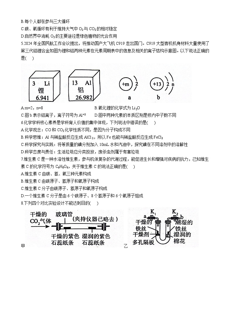 2024年山东省菏泽市单县中考一模化学试题02