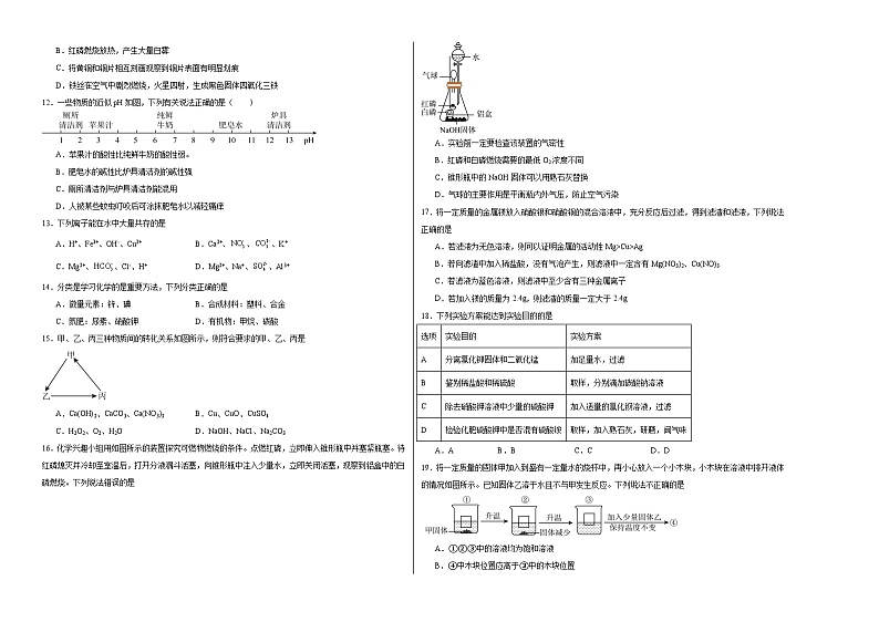 2024年中考考前最后一套押题卷：化学（全国通用）（考试版）A3第2页