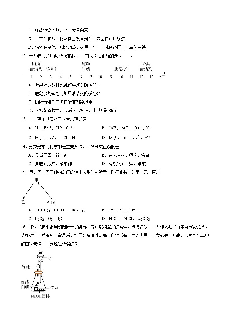 2024年中考考前最后一套押题卷：化学（全国通用）（考试版）A4第3页