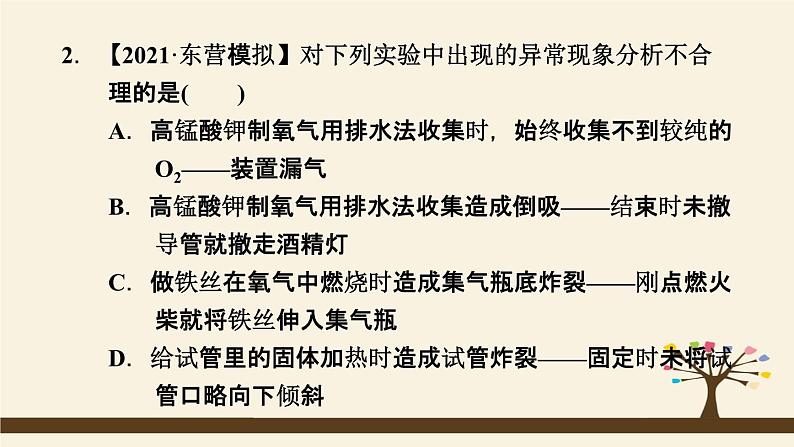 人教版化学九上课时练测课件：实验活动1 氧气的实验室制取与性质第3页