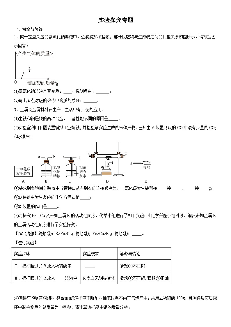 2024年河南中考三轮专题冲刺复习---实验探究专题第1页