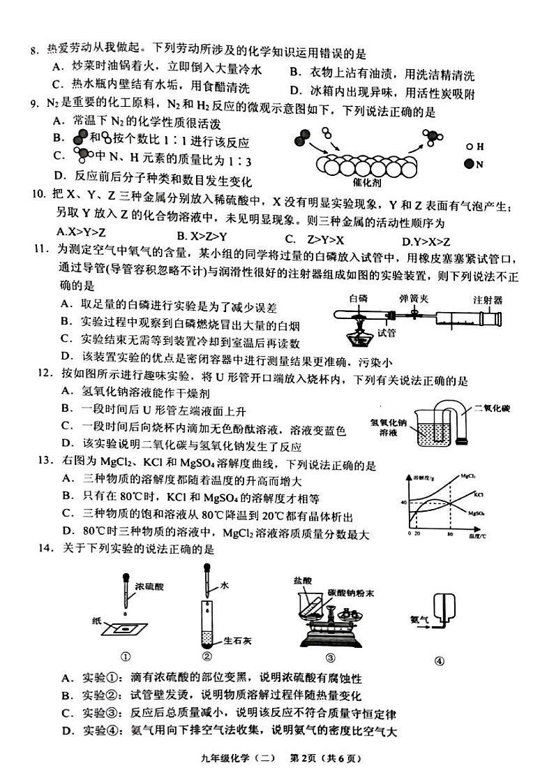 2024年海南省三亚市中考二模化学试题第2页