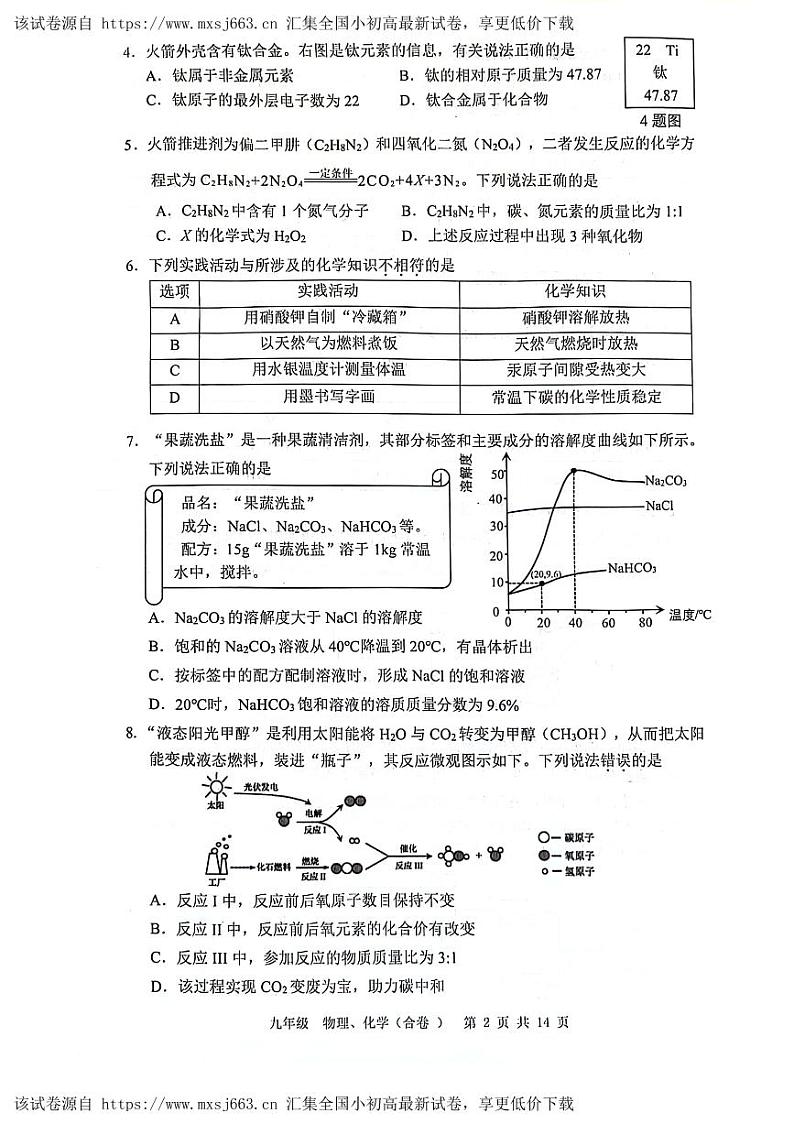 30，广东省深圳市宝安区2023-2024 学年九年级下学期学情调研问卷化学试题第2页