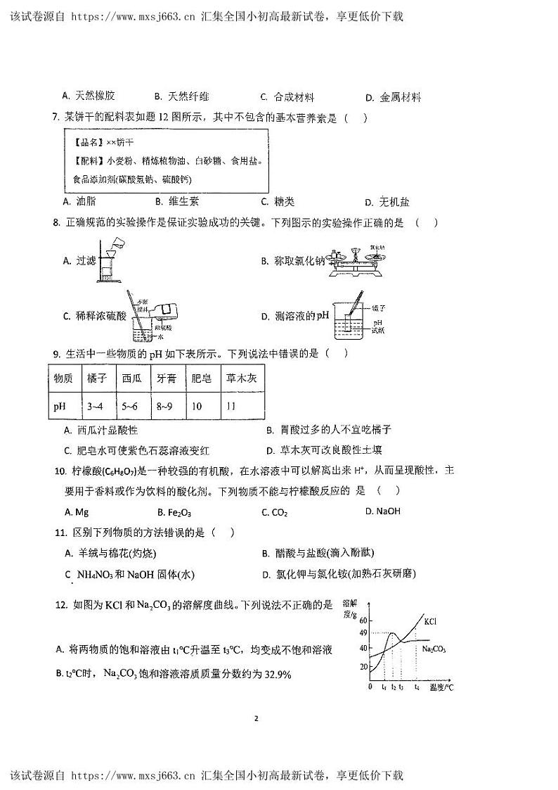 49，2024年广东省雷州市中考联考一模化学试题02