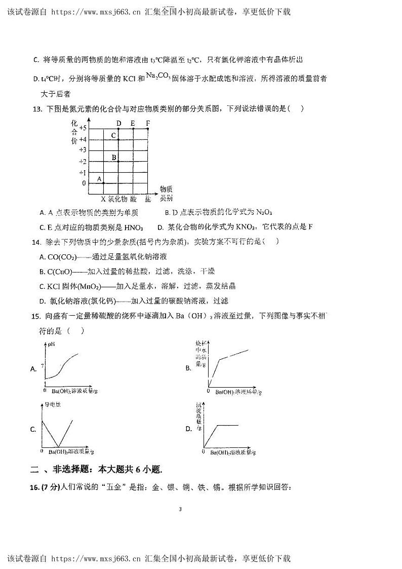 49，2024年广东省雷州市中考联考一模化学试题03