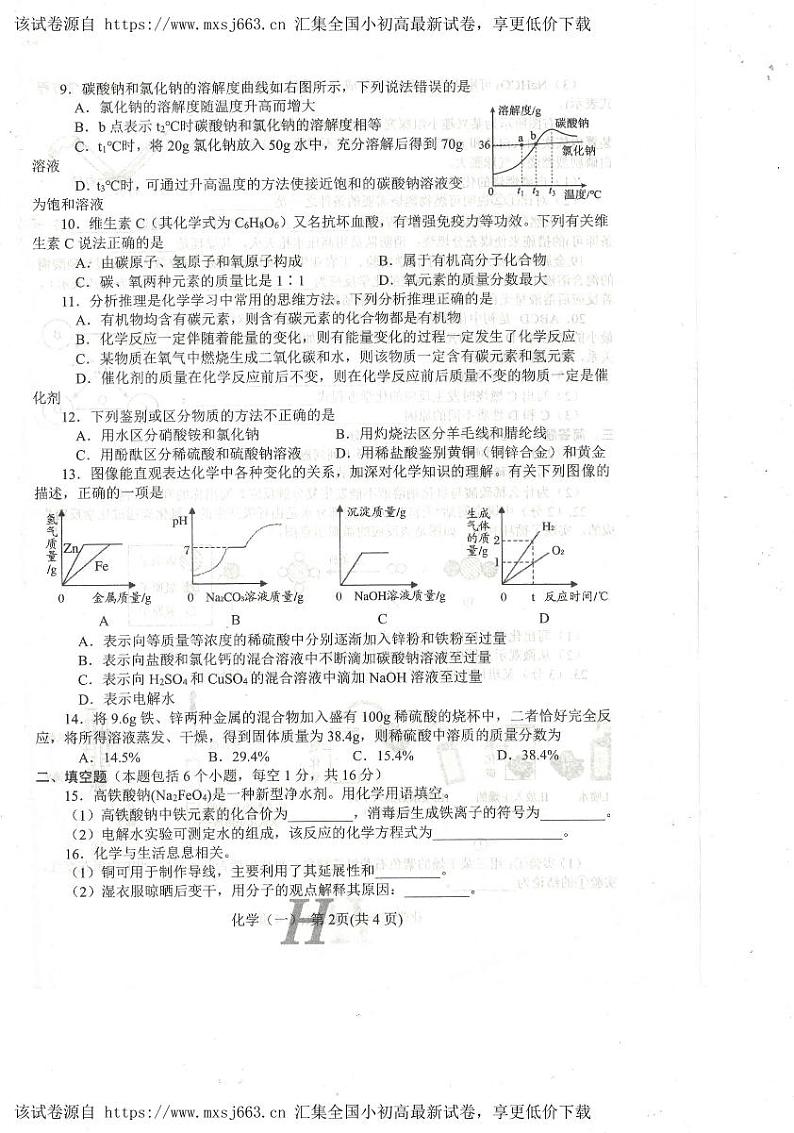 65，2024年河南省南阳市唐河县中考一模化学试题第2页
