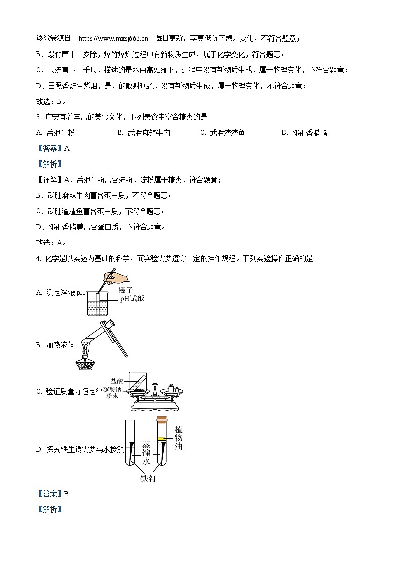 99，2024年四川省广安市岳池县中考二模化学试题02