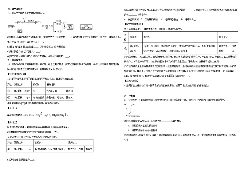 2024年安徽省合肥市新站区实验中学中考化学二模卷03