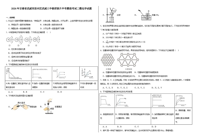 2024年甘肃省武威市凉州区武威三中教研联片中考模拟考试二模化学试题第1页