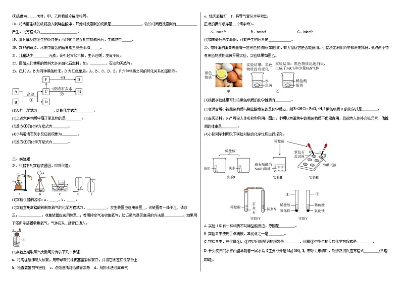 2024年甘肃省武威市民勤县第六中学教研联片中考三模化学试题第2页